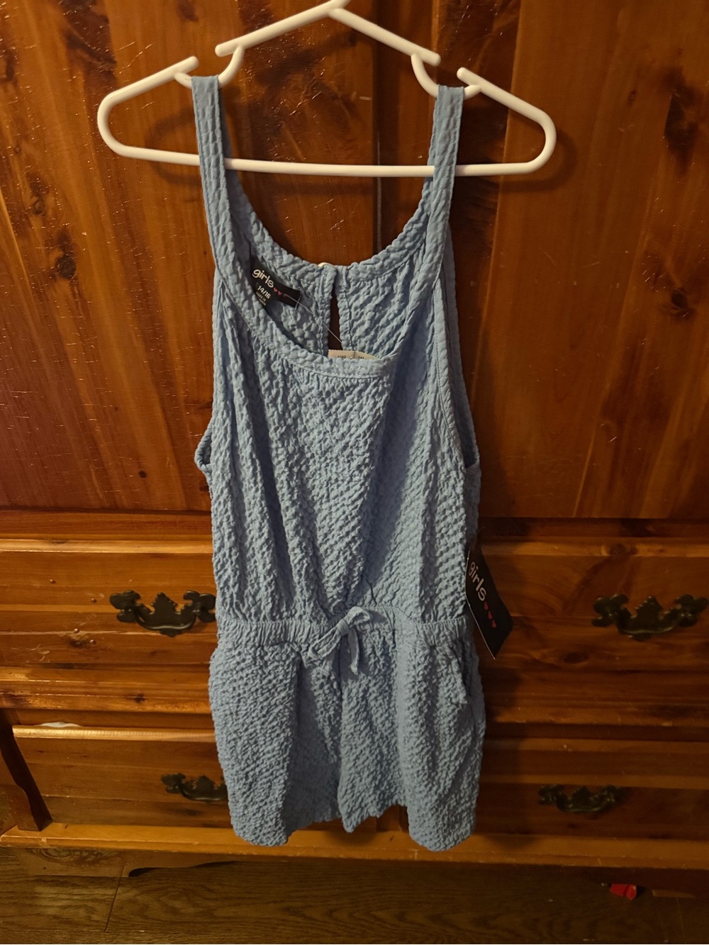 Light Blue Textured Tank Romper Size 14/16! NWT